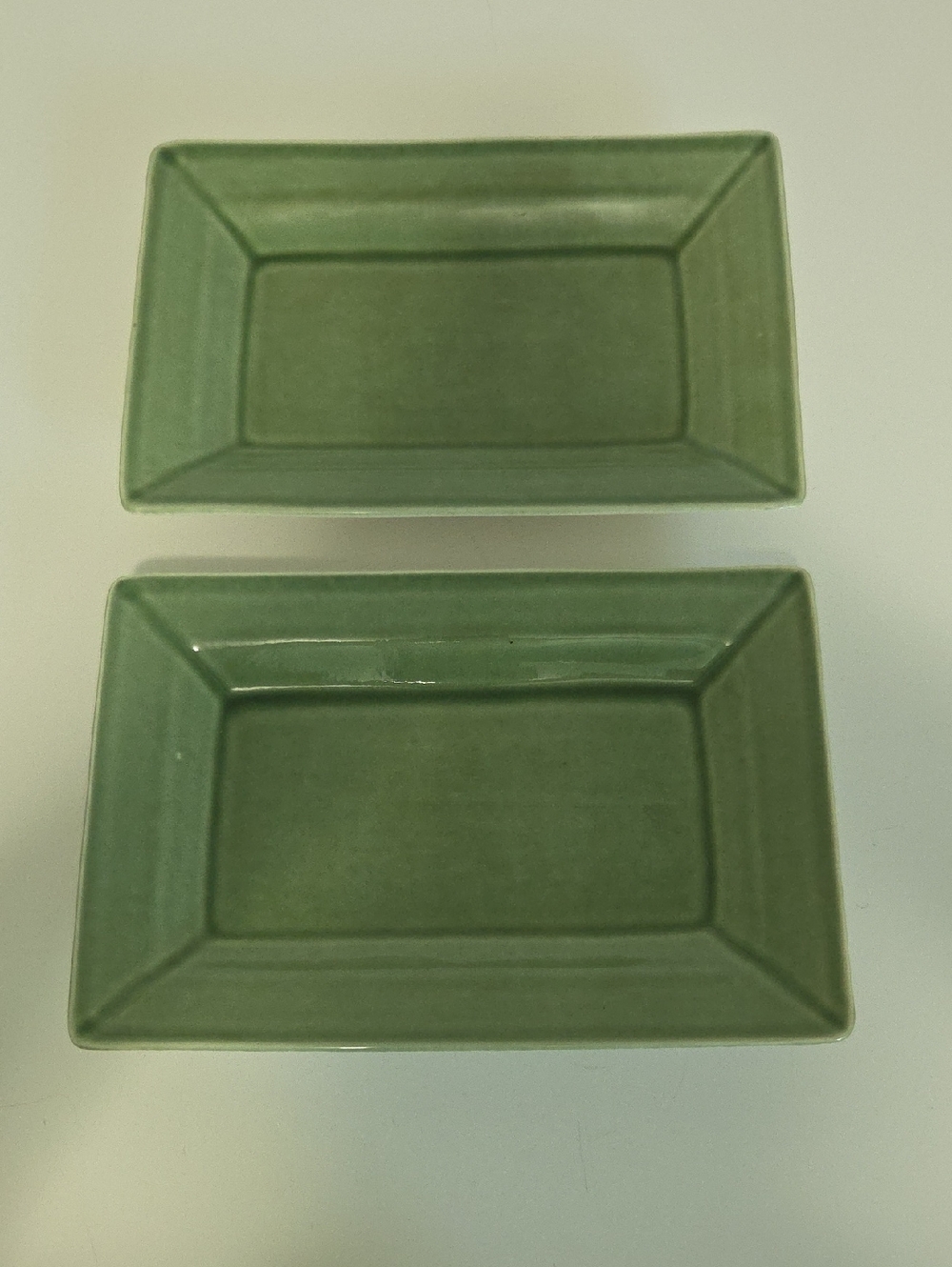 Green Rectangular Ceramic Trays - Set of 2